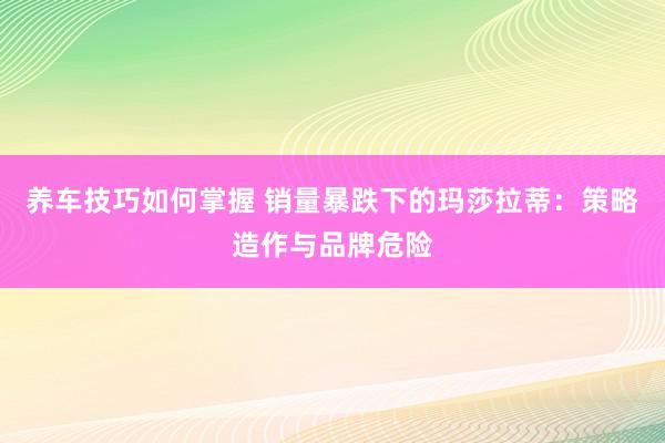 养车技巧如何掌握 销量暴跌下的玛莎拉蒂：策略造作与品牌危险