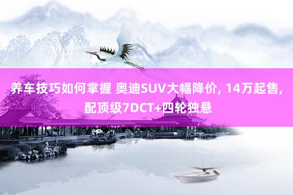 养车技巧如何掌握 奥迪SUV大幅降价, 14万起售, 配顶级7DCT+四轮独悬