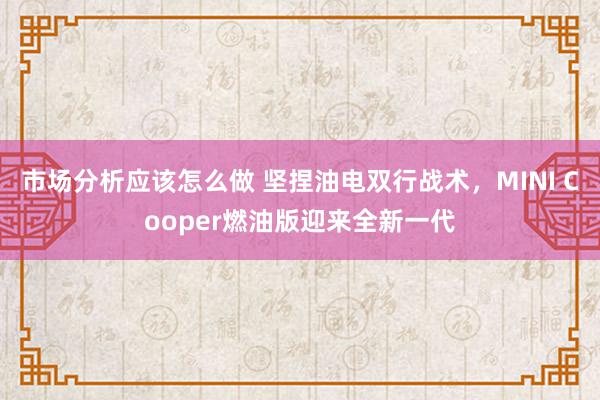 市场分析应该怎么做 坚捏油电双行战术，MINI Cooper燃油版迎来全新一代