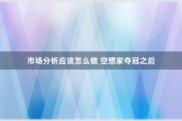 市场分析应该怎么做 空想家夺冠之后