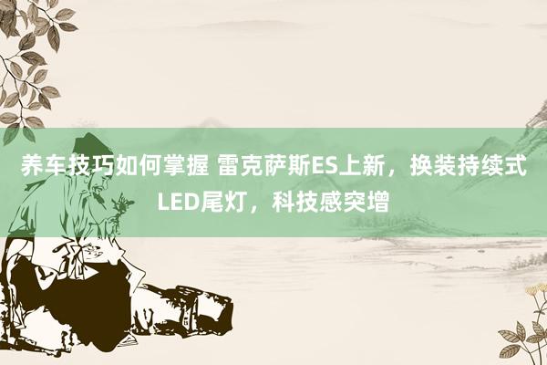 养车技巧如何掌握 雷克萨斯ES上新，换装持续式LED尾灯，科技感突增