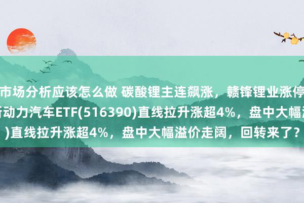 市场分析应该怎么做 碳酸锂主连飙涨，赣锋锂业涨停、宁德期间涨3%，新动力汽车ETF(516390)直线拉升涨超4%，盘中大幅溢价走阔，回转来了？