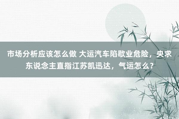 市场分析应该怎么做 大运汽车陷歇业危险，央求东说念主直指江苏凯迅达，气运怎么？