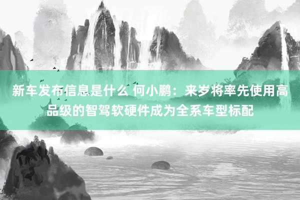 新车发布信息是什么 何小鹏：来岁将率先使用高品级的智驾软硬件成为全系车型标配