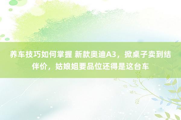 养车技巧如何掌握 新款奥迪A3，掀桌子卖到结伴价，姑娘姐要品位还得是这台车