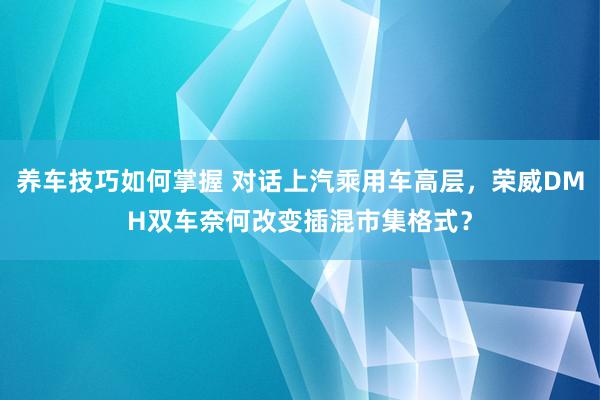 养车技巧如何掌握 对话上汽乘用车高层，荣威DMH双车奈何改变插混市集格式？