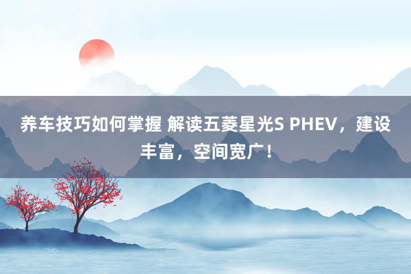 养车技巧如何掌握 解读五菱星光S PHEV，建设丰富，空间宽广！