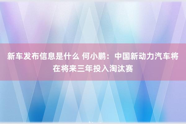 新车发布信息是什么 何小鹏：中国新动力汽车将在将来三年投入淘汰赛