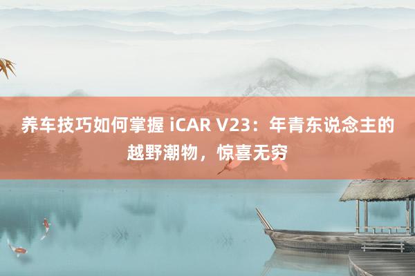 养车技巧如何掌握 iCAR V23：年青东说念主的越野潮物，惊喜无穷