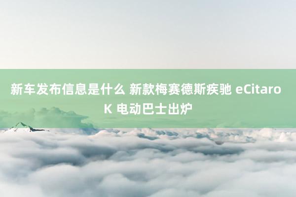 新车发布信息是什么 新款梅赛德斯疾驰 eCitaro K 电动巴士出炉