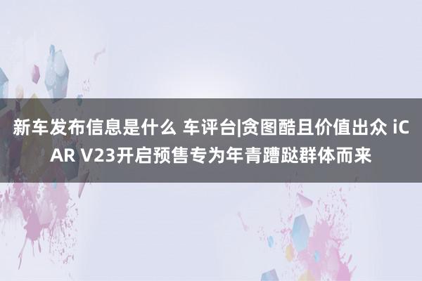 新车发布信息是什么 车评台|贪图酷且价值出众 iCAR V23开启预售专为年青蹧跶群体而来