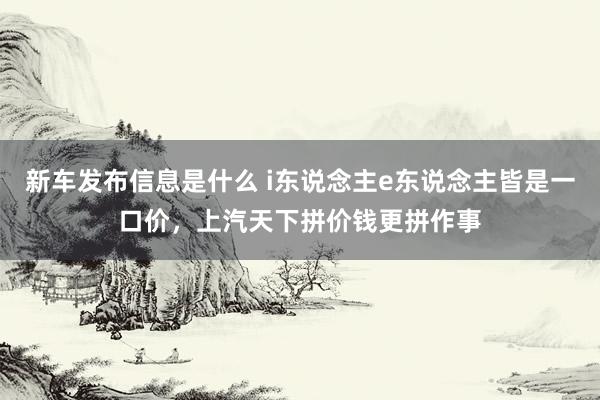 新车发布信息是什么 i东说念主e东说念主皆是一口价，上汽天下拼价钱更拼作事