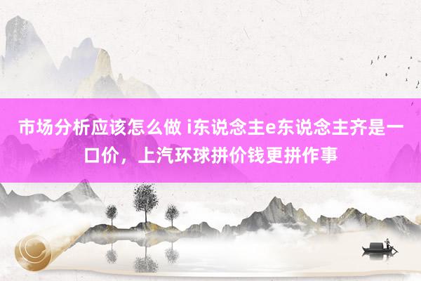 市场分析应该怎么做 i东说念主e东说念主齐是一口价，上汽环球拼价钱更拼作事