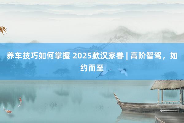 养车技巧如何掌握 2025款汉家眷 | 高阶智驾，如约而至