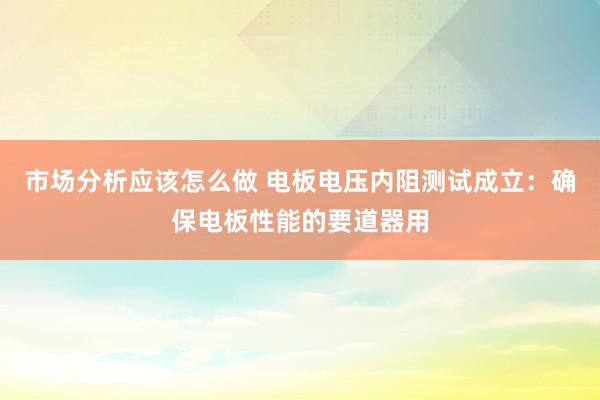 市场分析应该怎么做 电板电压内阻测试成立：确保电板性能的要道器用