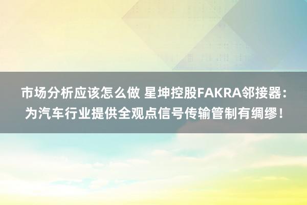 市场分析应该怎么做 星坤控股FAKRA邻接器：为汽车行业提供全观点信号传输管制有绸缪！