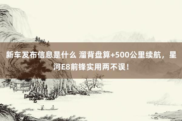 新车发布信息是什么 溜背盘算+500公里续航，星河E8前锋实用两不误！