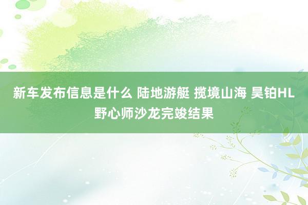 新车发布信息是什么 陆地游艇 揽境山海 昊铂HL野心师沙龙完竣结果