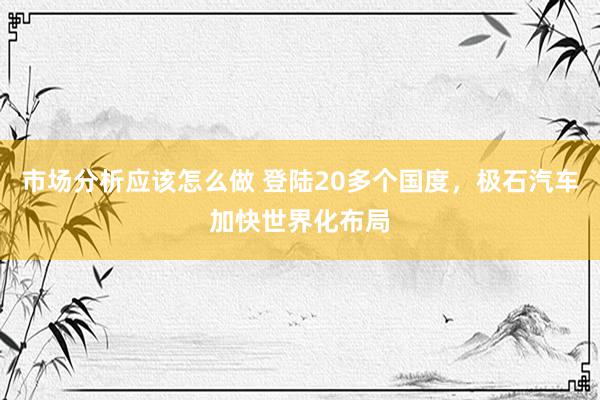 市场分析应该怎么做 登陆20多个国度，极石汽车加快世界化布局