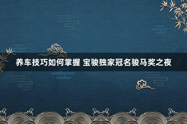 养车技巧如何掌握 宝骏独家冠名骏马奖之夜