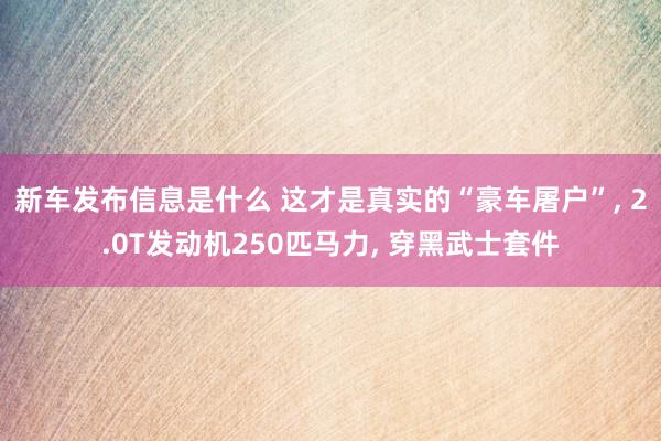 新车发布信息是什么 这才是真实的“豪车屠户”, 2.0T发动机250匹马力, 穿黑武士套件