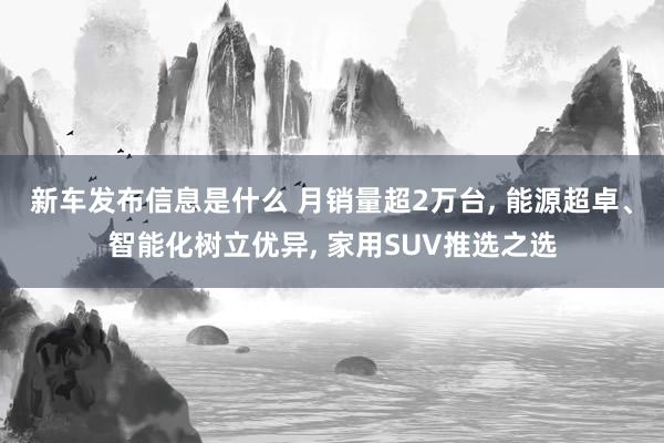 新车发布信息是什么 月销量超2万台, 能源超卓、智能化树立优异, 家用SUV推选之选