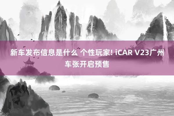 新车发布信息是什么 个性玩家! iCAR V23广州车张开启预售