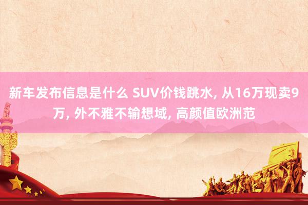 新车发布信息是什么 SUV价钱跳水, 从16万现卖9万, 外不雅不输想域, 高颜值欧洲范