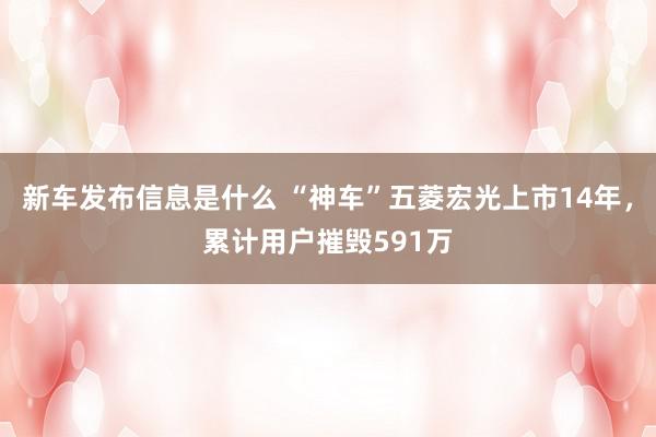 新车发布信息是什么 “神车”五菱宏光上市14年，累计用户摧毁591万