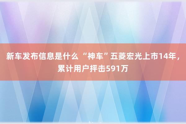 新车发布信息是什么 “神车”五菱宏光上市14年，累计用户抨击591万