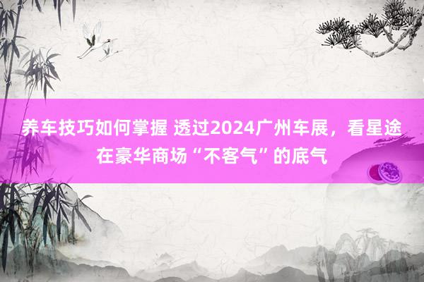 养车技巧如何掌握 透过2024广州车展，看星途在豪华商场“不客气”的底气