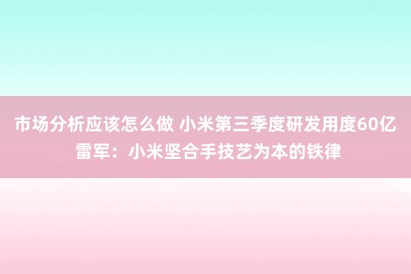 市场分析应该怎么做 小米第三季度研发用度60亿 雷军：小米坚合手技艺为本的铁律