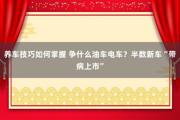 养车技巧如何掌握 争什么油车电车？半数新车“带病上市”