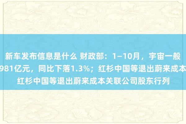 新车发布信息是什么 财政部：1—10月，宇宙一般寰球预算收入184981亿元，同比下落1.3%；红杉中国等退出蔚来成本关联公司股东行列