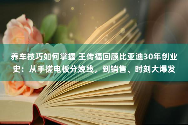 养车技巧如何掌握 王传福回顾比亚迪30年创业史：从手搓电板分娩线，到销售、时刻大爆发