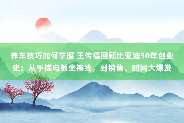 养车技巧如何掌握 王传福回顾比亚迪30年创业史：从手搓电板坐褥线，到销售、时间大爆发