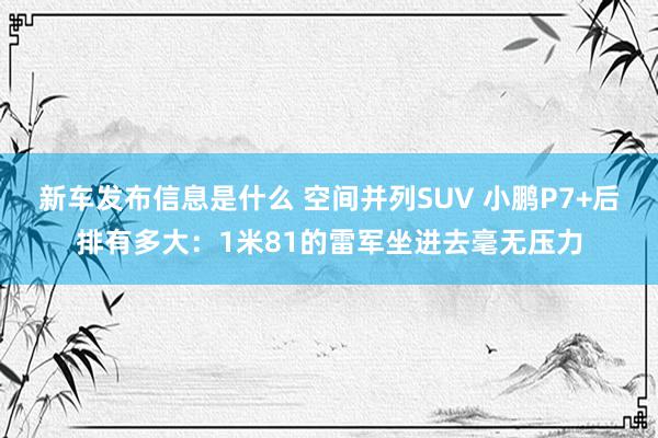 新车发布信息是什么 空间并列SUV 小鹏P7+后排有多大：1米81的雷军坐进去毫无压力