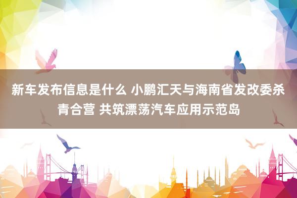 新车发布信息是什么 小鹏汇天与海南省发改委杀青合营 共筑漂荡汽车应用示范岛