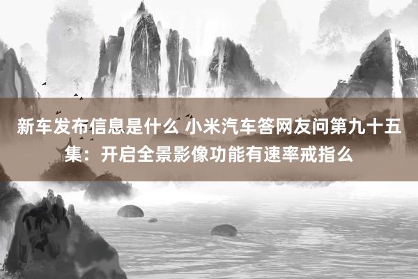 新车发布信息是什么 小米汽车答网友问第九十五集：开启全景影像功能有速率戒指么