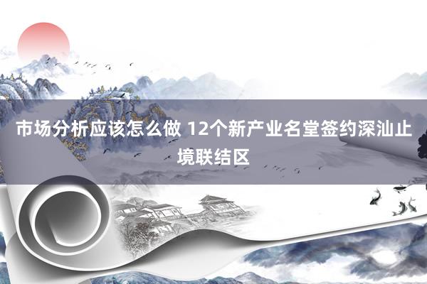 市场分析应该怎么做 12个新产业名堂签约深汕止境联结区