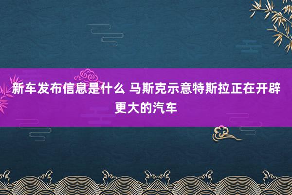 新车发布信息是什么 马斯克示意特斯拉正在开辟更大的汽车