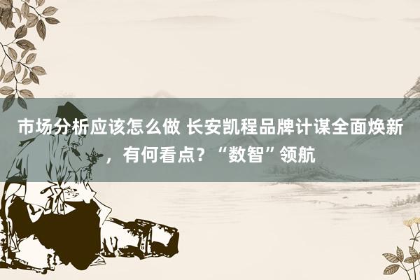 市场分析应该怎么做 长安凯程品牌计谋全面焕新，有何看点？“数智”领航