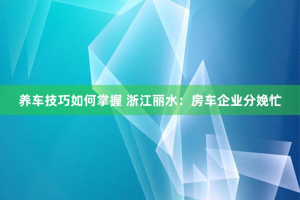 养车技巧如何掌握 浙江丽水：房车企业分娩忙